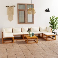  8 Piece Garden Lounge Set with Cushion Cream Solid Acacia Wood