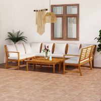  9 Piece Garden Lounge Set with Cushion Cream Solid Acacia Wood
