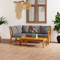  4 Piece Garden Lounge Set with Cushion Solid Acacia Wood