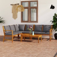  5 Piece Garden Lounge Set with Cushion Solid Acacia Wood