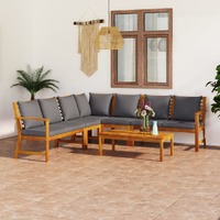  6 Piece Garden Lounge Set with Cushion Solid Acacia Wood