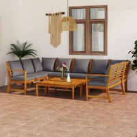  9 Piece Garden Lounge Set with Cushion Solid Acacia Wood