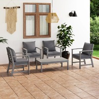  5 Piece Garden Lounge Set with Cushion Solid Acacia Wood Grey