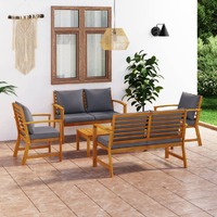  5 Piece Garden Lounge Set with Cushion Solid Acacia Wood