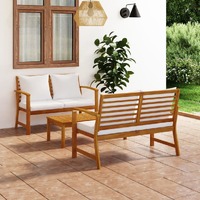  3 Piece Garden Lounge Set with Cushion Solid Acacia Wood