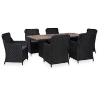  7 Piece Outdoor Dining Set Poly Rattan Black