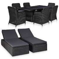  9 Piece Outdoor Dining Set Poly Rattan Black