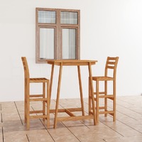  3 Piece Outdoor Bar Set Solid Acacia Wood
