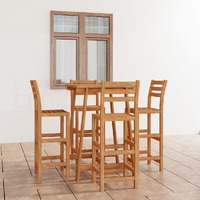  5 Piece Outdoor Bar Set Solid Acacia Wood