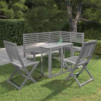  4 Piece Bistro Set Solid Acacia Wood Grey