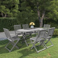  7 Piece Garden Dining Set Solid Acacia Wood Grey
