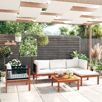  6 Piece Garden Lounge Set with Cushions Cream Solid Acacia Wood