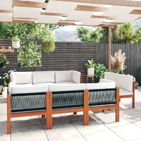  9 Piece Garden Lounge Set with Cushions Cream Solid Acacia Wood