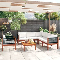  7 Piece Garden Lounge Set with Cushions Cream Solid Acacia Wood