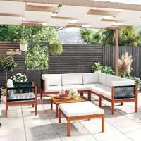  8 Piece Garden Lounge Set with Cushions Cream Solid Acacia Wood