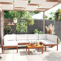  7 Piece Garden Lounge Set with Cushions Cream Solid Acacia Wood