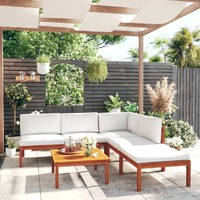  6 Piece Garden Lounge Set with Cushions Cream Solid Acacia Wood