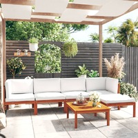 6 Piece Garden Lounge Set with Cushions Cream Solid Acacia Wood