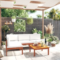  5 Piece Garden Lounge Set with Cushions Cream Solid Acacia Wood