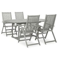  5 Piece Garden Dining Set Solid Wood Acacia Grey
