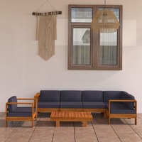 7 Piece Garden Lounge Set with Dark Grey Cushions Acacia Wood