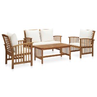  4 Piece Garden Lounge Set with Cushions Solid Acacia Wood