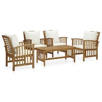  5 Piece Garden Lounge Set with Cushions Solid Acacia Wood (310255+2x310257)