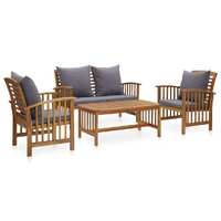  4 Piece Garden Lounge Set with Cushions Solid Acacia Wood (310258+310264)