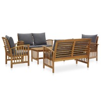  5 Piece Garden Lounge Set with Cushions Solid Acacia Wood (310258+310261+310264)