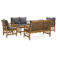  5 Piece Garden Lounge Set with Cushions Solid Acacia Wood