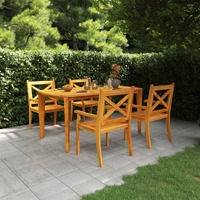  5 Piece Garden Dining Set Solid Wood Acacia