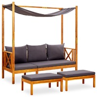  Garden Bench with Canopy and Footrests Solid Acacia Wood
