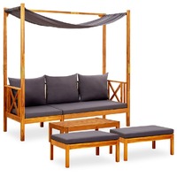  Garden Bench with Table &amp; Footrests Solid Acacia Wood