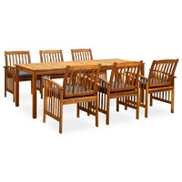  7 Piece Garden Dining Set with Cushions Solid Acacia Wood