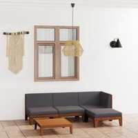 5 Piece Garden Lounge Set with Cushions Solid Acacia Wood