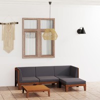  5 Piece Garden Lounge Set with Cushions Solid Acacia Wood