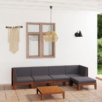  6 Piece Garden Lounge Set with Cushions Solid Acacia Wood
