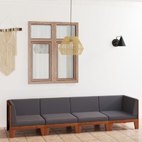  4 Piece Garden Lounge Set with Cushions Solid Acacia Wood
