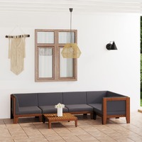  6 Piece Garden Lounge Set with Cushions Solid Acacia Wood