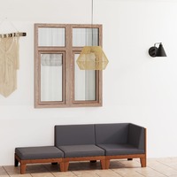  3 Piece Garden Lounge Set with Cushions Solid Acacia Wood