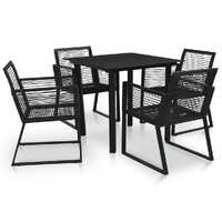  5 Piece Outdoor Dining Set PVC Rattan Black