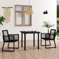  3 Piece Outdoor Dining Set PVC Rattan Black