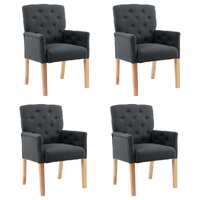  Dining Chairs with Armrests 4 pcs Grey Fabric