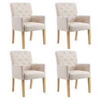  Dining Chairs with Armrests 4 pcs Beige Fabric