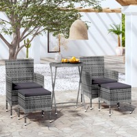  5 Piece Garden Bistro Set Poly Rattan and Tempered Glass Grey