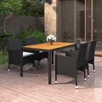  5 Piece Garden Dining Set Poly Rattan Black