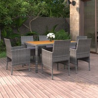  7 Piece Garden Dining Set Poly Rattan Grey