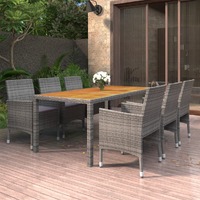  7 Piece Garden Dining Set Poly Rattan Grey