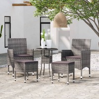 5 Piece Garden Lounge Set Poly Rattan Grey