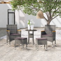  5 Piece Garden Lounge Set Poly Rattan Grey